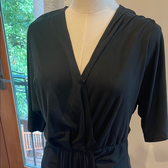 Pretty Garden Flattering Rouched Elegant Black Dress Large Draped - Picture 7 of 9